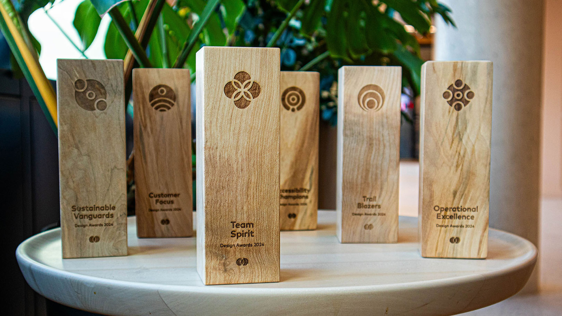 Image of a group of wooden awards