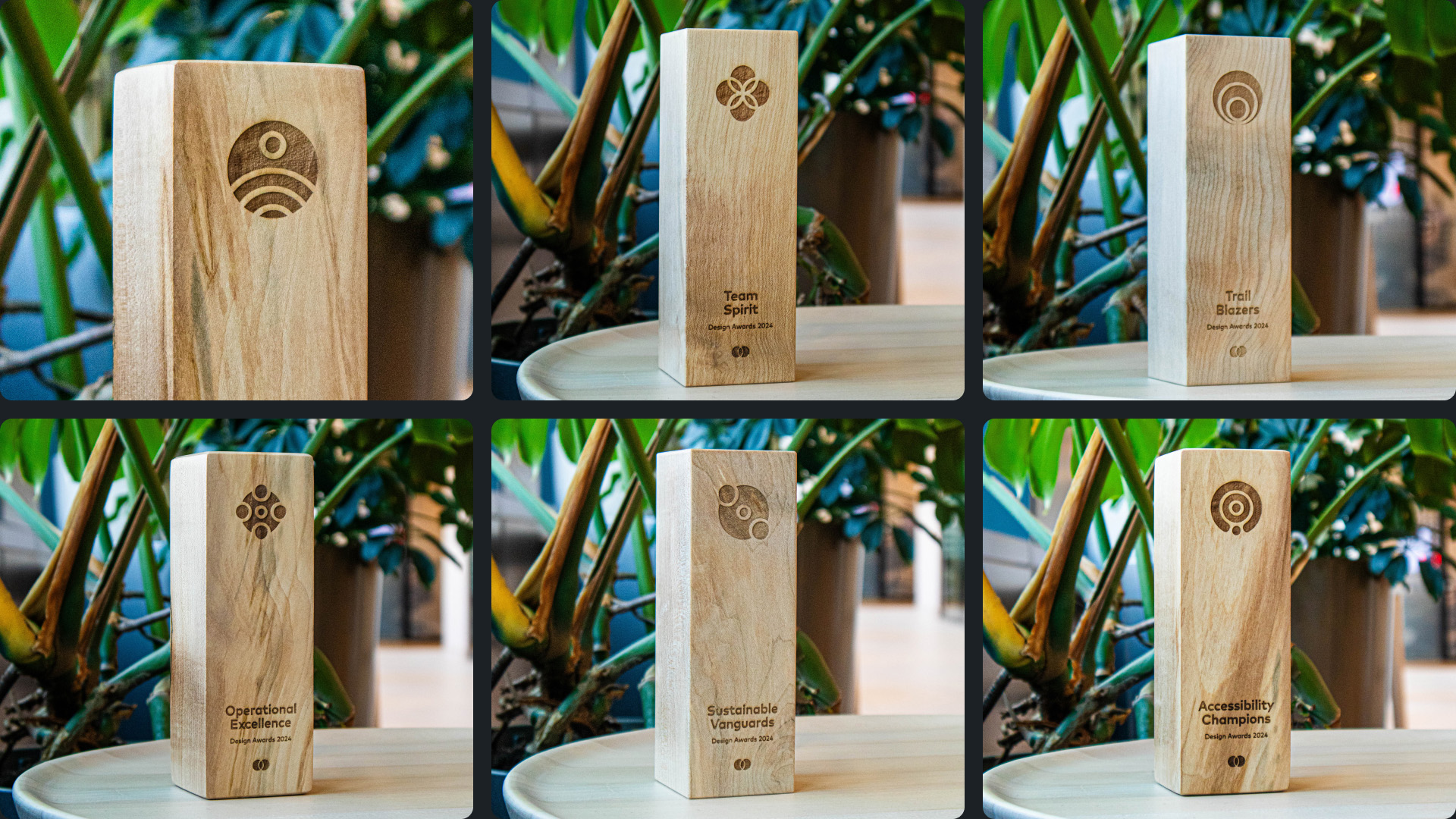 Image of a group of wooden awards