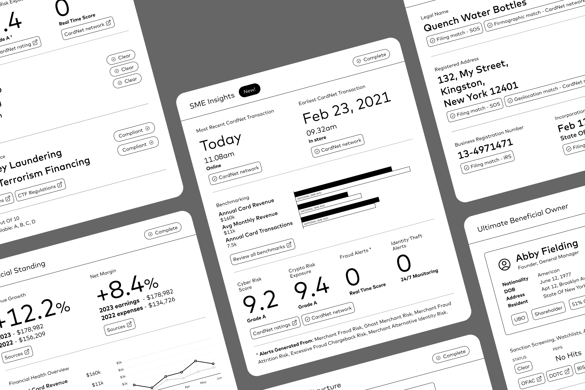Image of low fidelity KYB software concept